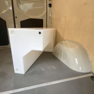 30 Gallon Water Tank for travel van - shown over wheel well